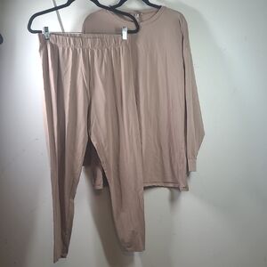 Fashion Nova Womens Beige Pamt Set